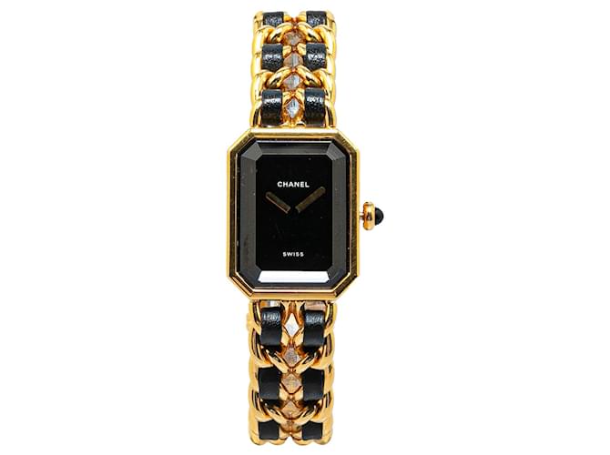 Goldene Chanel-Quarzuhr Premiere Chaine aus Edelstahl Leder  ref.1389128