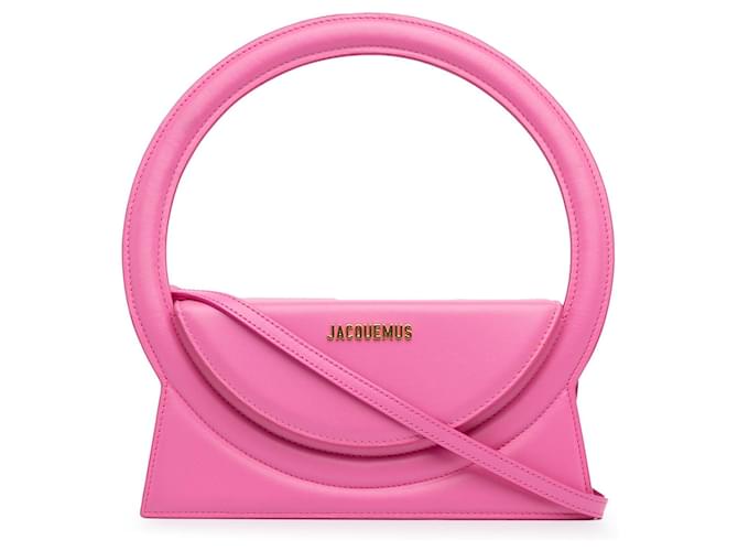 Pink Jacquemus Calfskin Le sac Rond Satchel Leather  ref.1389143