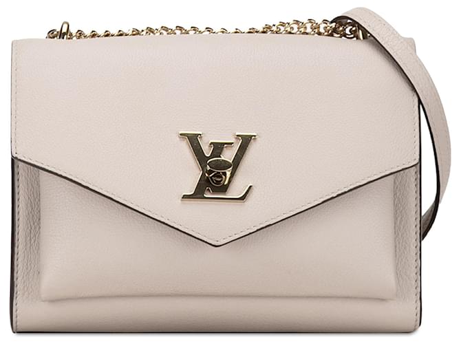 Twist Beige Louis Vuitton MyLockMe Chain Pochette Crossbody Bag Leather  ref.1389164