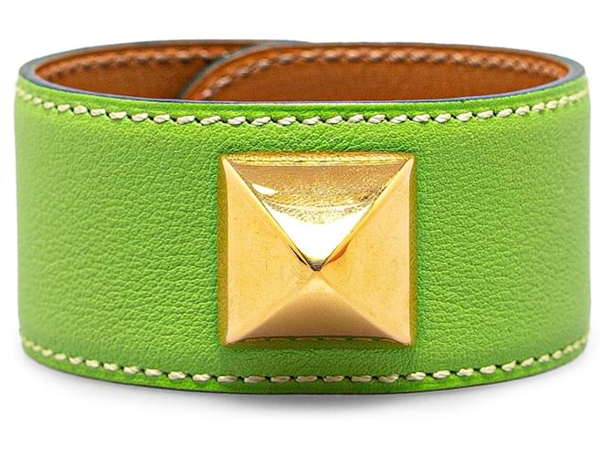 Green Hermès Leather Medor Bracelet  ref.1389166