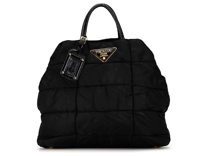 Black Prada Tessuto Bomber Satchel Leather  ref.1389181