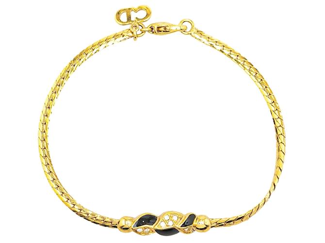 Bracelet à breloques logo Dior doré Or jaune  ref.1389188
