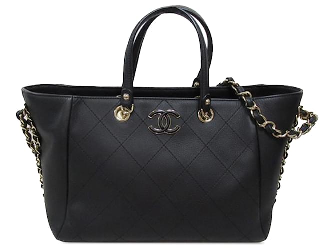 Black Chanel Small Bullskin Stitched Shopping Tote Satchel Leather  ref.1389196