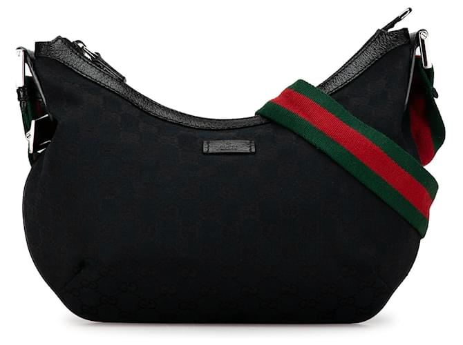 Black Gucci GG Canvas Web Crossbody Leather  ref.1389197