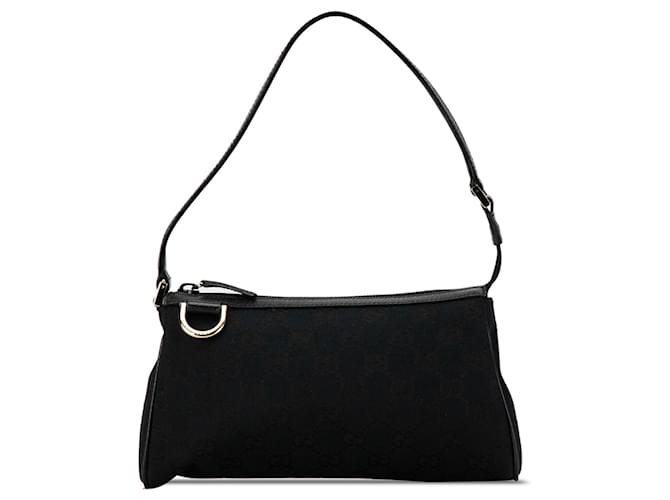 Black Gucci GG Canvas Abbey D-Ring Shoulder Bag Leather  ref.1389201