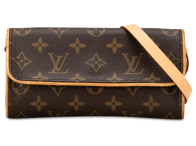 Brown Louis Vuitton Monogram Pochette Twin PM Crossbody Bag Leather  ref.1389209