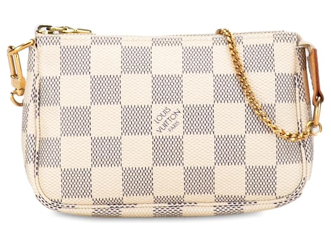 White Louis Vuitton Damier Azur Mini Pochette Accessoires Handbag Cloth  ref.1389215