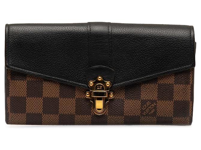 Marron Louis Vuitton Damier Ebene Portefeuille Clapton Long Portefeuilles Cuir  ref.1389216