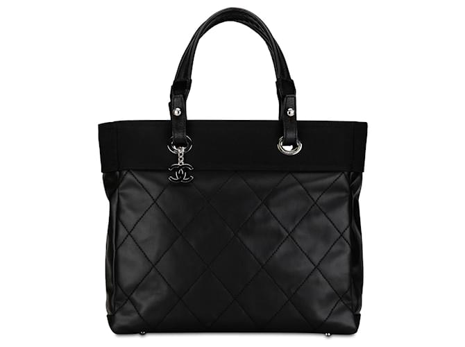 Black Chanel Large Paris Biarritz Tote Leather  ref.1389232