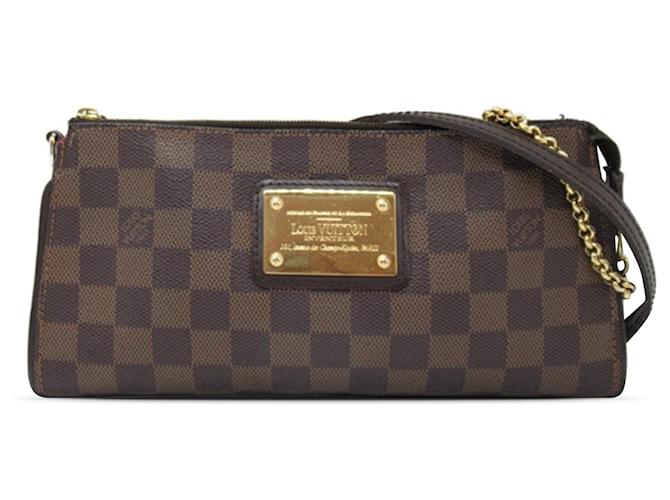 Brown Louis Vuitton Damier Ebene Eva Satchel Leather  ref.1389233