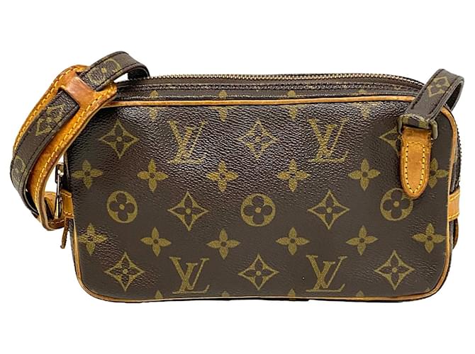 Brown Louis Vuitton Monogram Pochette Marly Bandouliere Crossbody Bag Cloth  ref.1389245