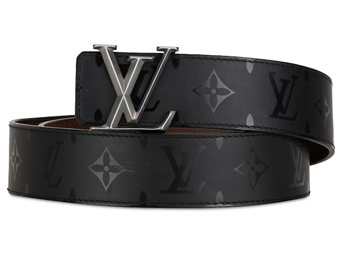 Black Louis Vuitton Monogram Eclipse LV Initiales Reversible Belt Cloth  ref.1389258