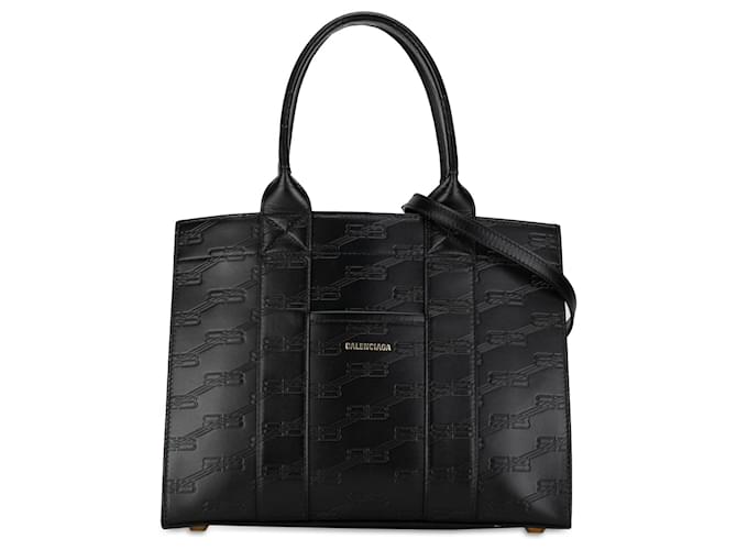 Bolsa de couro preta com monograma Balenciaga BB Preto  ref.1389261