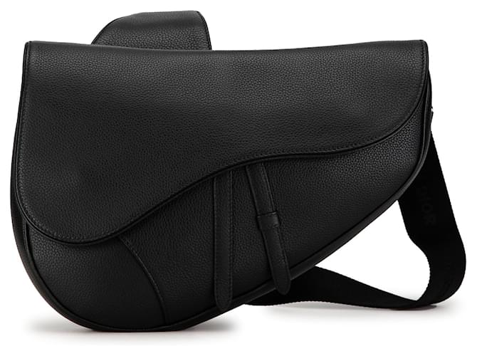 Sac bandoulière Saddle en cuir noir Dior  ref.1389268