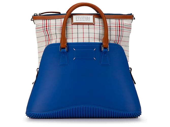 Maison Martin Margiela Borsa 5ac media Margiela blu in gomma e tela Pelle  ref.1389280