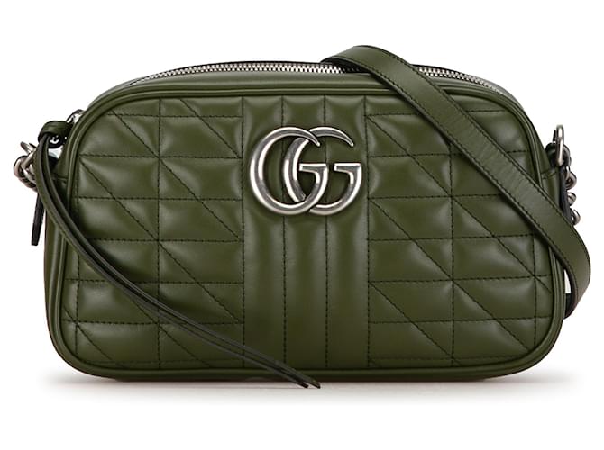 Bolso para cámara Gucci pequeño GG Marmont Aria Matelasse verde Cuero  ref.1389307