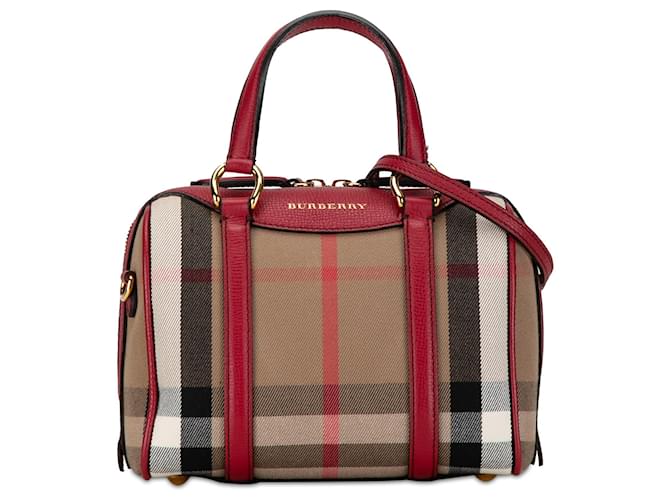 Brown Burberry House Check Alchester Satchel Leather  ref.1389310