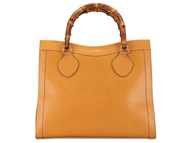 Tan Gucci Medium Leather Bamboo Diana Tote Camel  ref.1389317