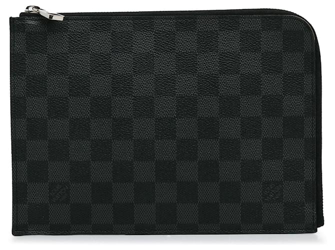Black Louis Vuitton Damier Graphite Pochette Jour PM Clutch Bag Cloth  ref.1389332