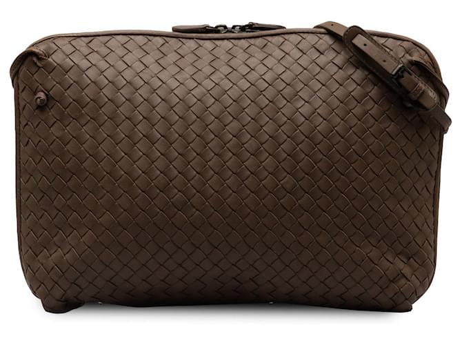 Brown Bottega Veneta Large Intrecciato Nodini Crossbody Bag Leather  ref.1389335