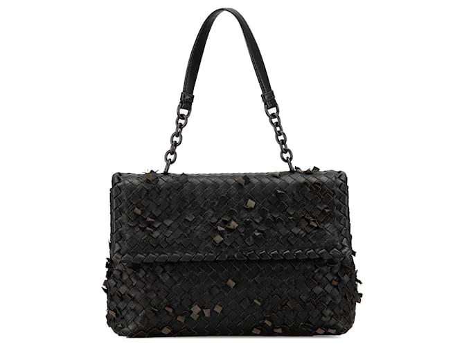 Bolso de hombro Bottega Veneta Napa Intrecciato Tobu Olimpia negro Cuero  ref.1389337