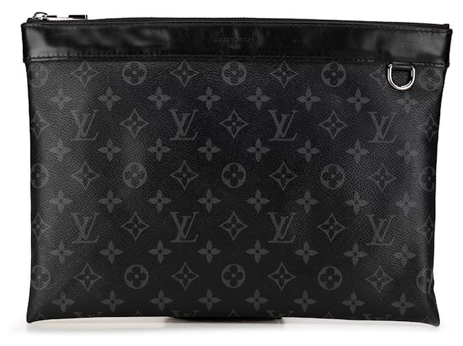Bolso de mano negro con monograma Eclipse Discovery Pochette GM de Louis Vuitton Cuero  ref.1389342