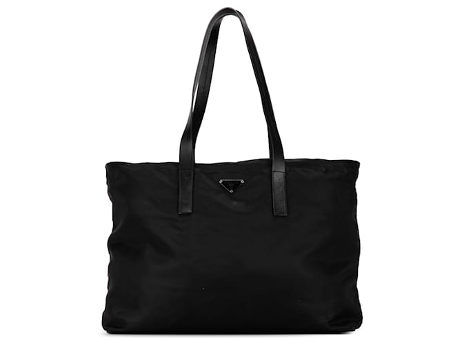 Tote Sac cabas Prada Tessuto noir Cuir  ref.1389344