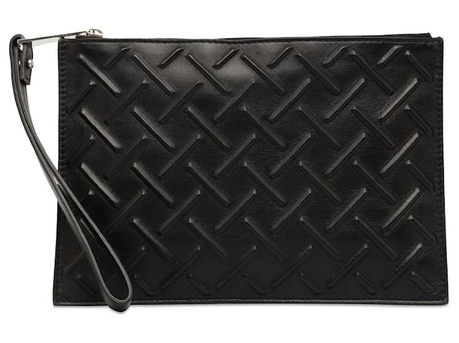 Black Bottega Veneta Embossed Leather Clutch Bag  ref.1389365