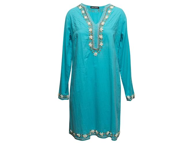 Aqua Dolce & Gabbana Beaded Long Sleeve Dress Size US M Synthetic  ref.1389376
