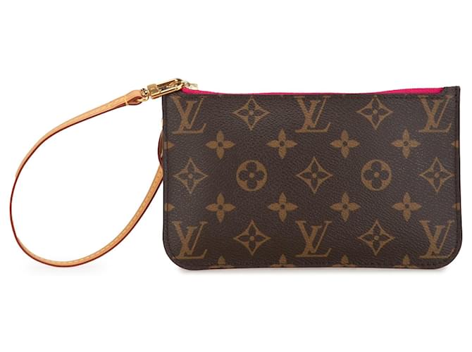 Brown Louis Vuitton Monogram Neverfull Pouch Leather  ref.1389383