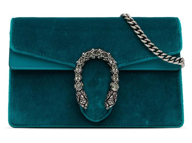 Blue Gucci Super Mini Velvet Dionysus Crossbody Bag Leather  ref.1389392