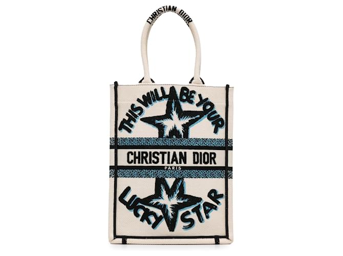 Bolsa Dior Vertical Lucky Star Book Branca Branco Lona  ref.1389409