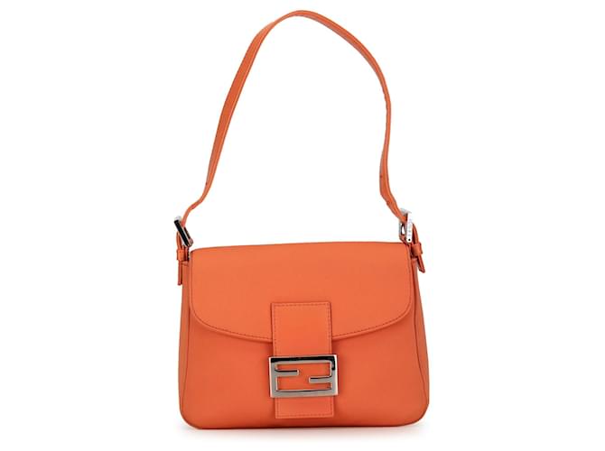 Orange Fendi Satin Shoulder Bag Leather  ref.1389418