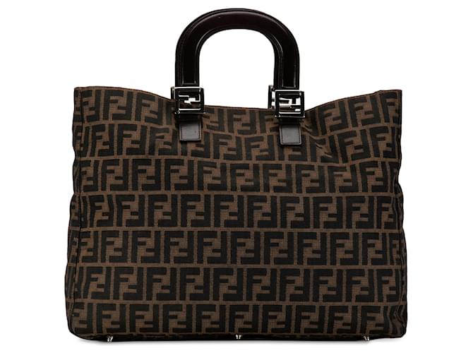Brown Fendi Large Zucca Twins Tote Leather  ref.1389482