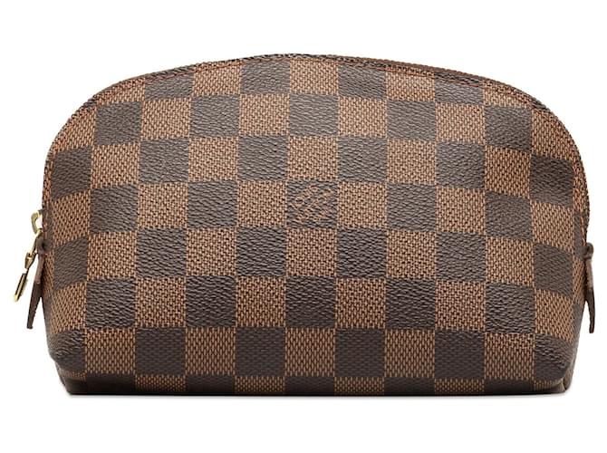 Brown Louis Vuitton Damier Ebene Cosmetic Pouch Cloth  ref.1389485