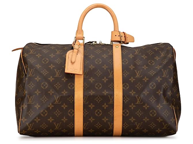 Brown Louis Vuitton Monogram Keepall 45 Travel Bag Leather  ref.1389486