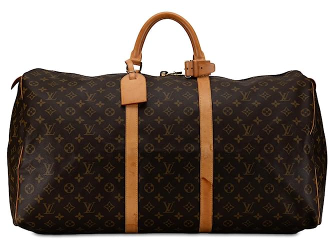 Brown Louis Vuitton Monogram Keepall 60 Travel Bag Leather  ref.1389487