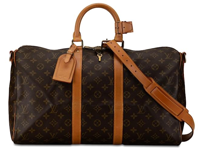 Bolsa de viaje marrón Louis Vuitton Monogram Keepall Bandouliere 45 Castaño Cuero  ref.1389488