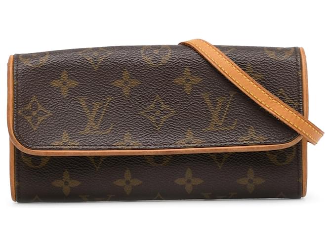 Brown Louis Vuitton Monogram Pochette Twin PM Crossbody Bag Leather  ref.1389489