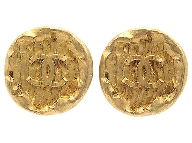 Gold Chanel CC Clip On Earrings Golden Gold-plated  ref.1389494
