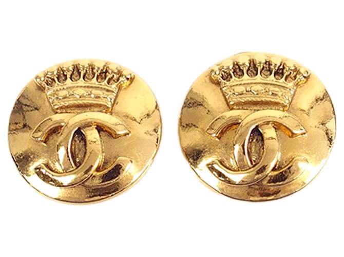 Gold Chanel CC Clip On Earrings Golden Gold-plated  ref.1389505