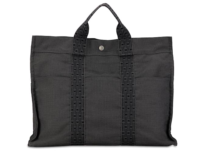Black Hermès Herline MM Tote Bag Cloth  ref.1389508