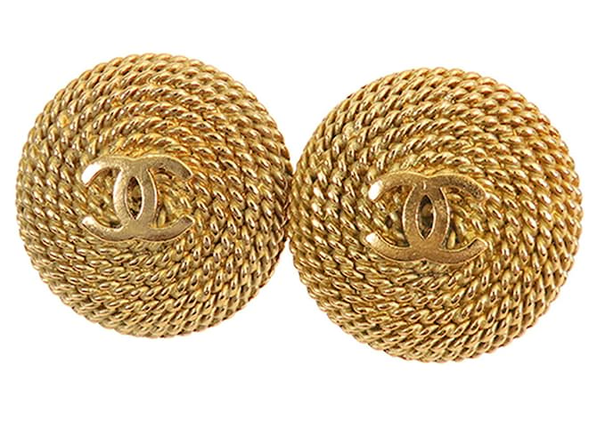 Gold Chanel CC Clip On Earrings Golden Gold-plated  ref.1389525