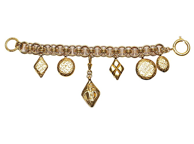 Pulsera de cadena icónica con múltiples dijes CC de Chanel en oro Dorado Metal  ref.1389527