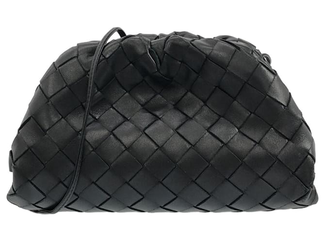 Black Bottega Veneta Intrecciato The Mini Pouch Crossbody Bag Nero Pelle  ref.1389540
