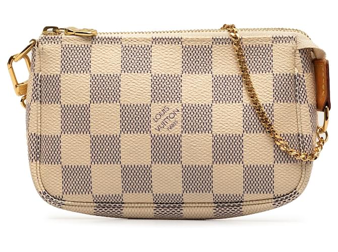 Beige Louis Vuitton Damier Azur Mini Pochette Accessoires Shoulder Bag Cloth  ref.1389545