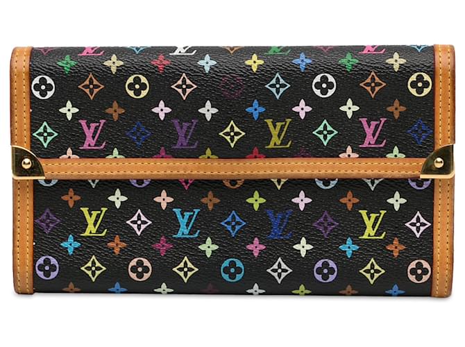 Carteira Louis Vuitton Monograma Multicolore Porte Tresor Internacional Preta Preto Lona  ref.1389548