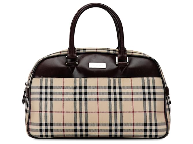 Beige Burberry House Check Handbag Leather  ref.1389549