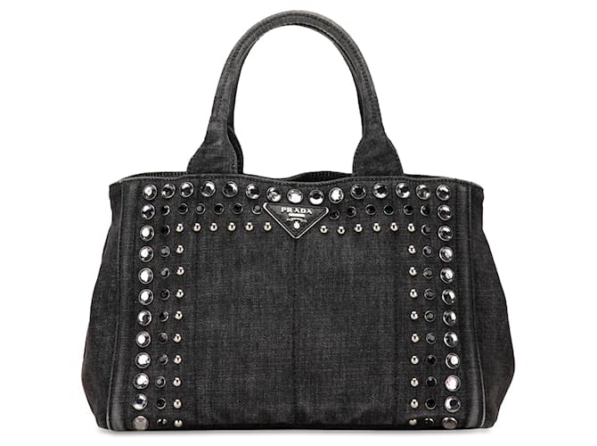 Gray Prada Canapa Denim Bijoux Satchel  ref.1389550