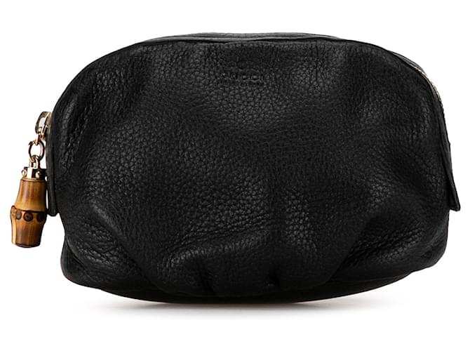 Pochette en cuir de bambou noir Gucci  ref.1389552